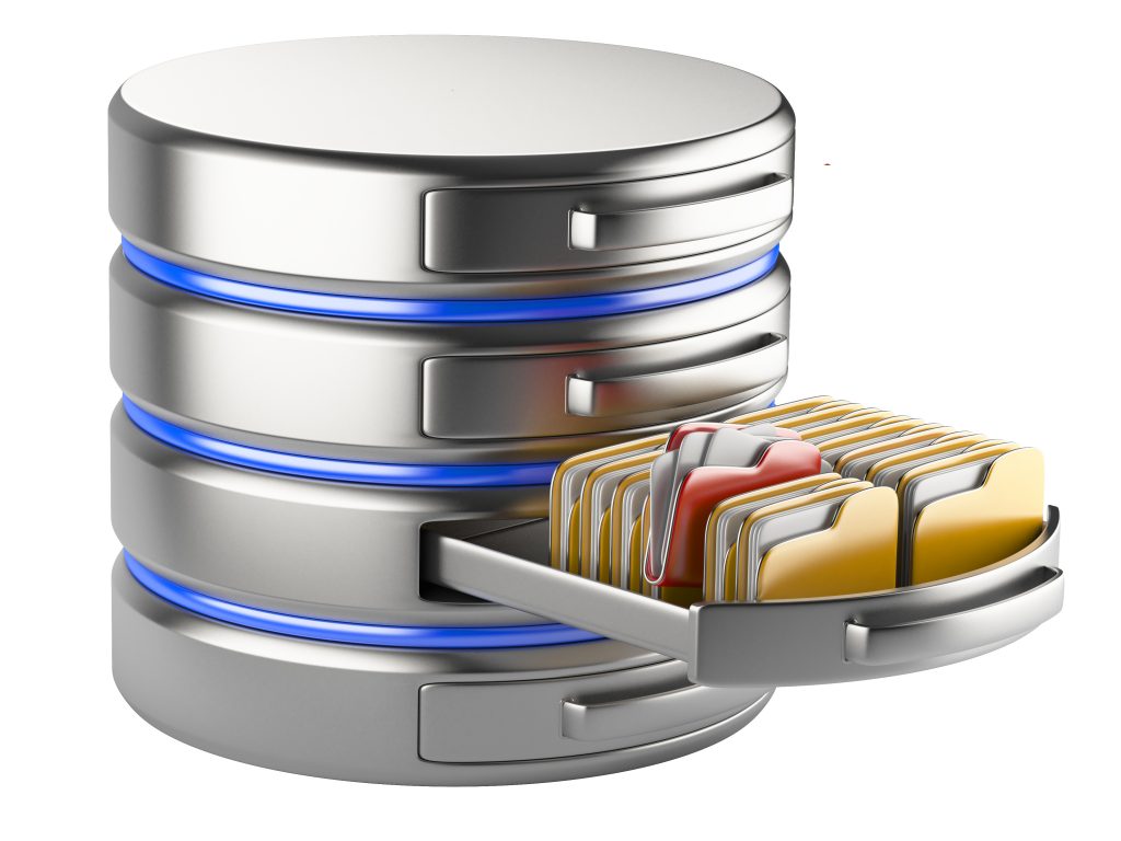 Database,Storage,Concept,On,Servers,In,Cloud.,3d,Image,Isolated