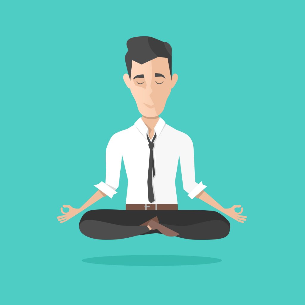 Businessman,Meditates,In,Lotus,Position.,Harmony,,Relax,,Spiritual,Energy.,Vector