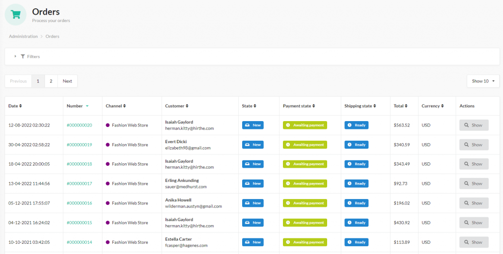 Gestion des commandes, paiements et expéditions dans Sylius