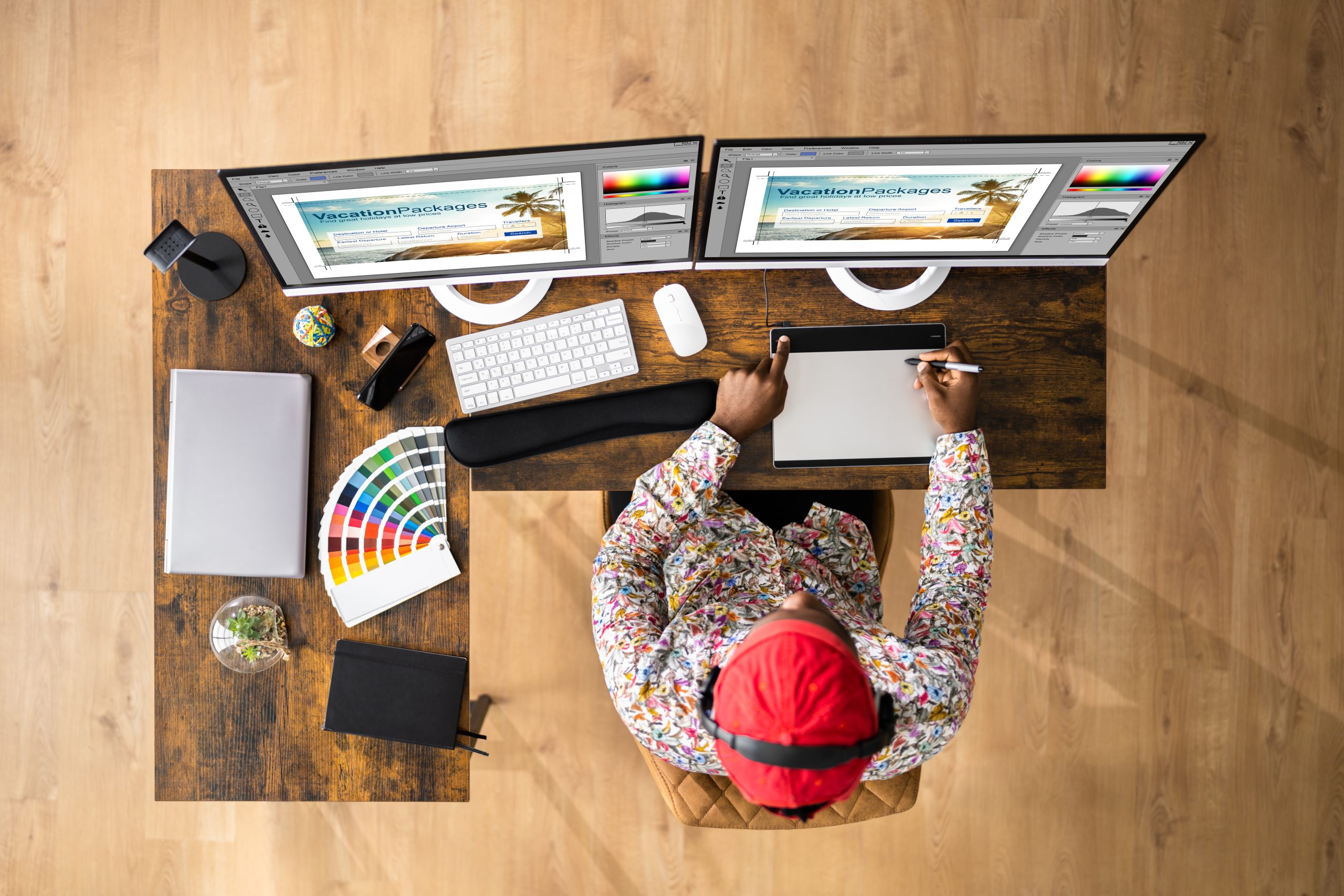 African,Graphic,Web,Designer,Using,Design,Editing,Software