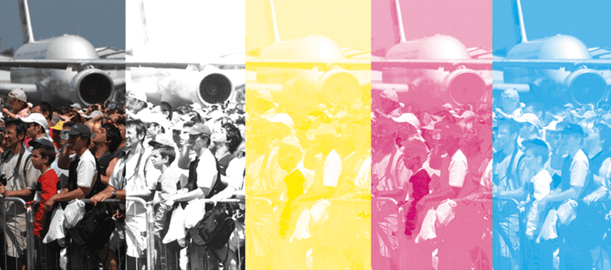 Impression quadri couleurs Cyan, Magenta, Jaune et Noir