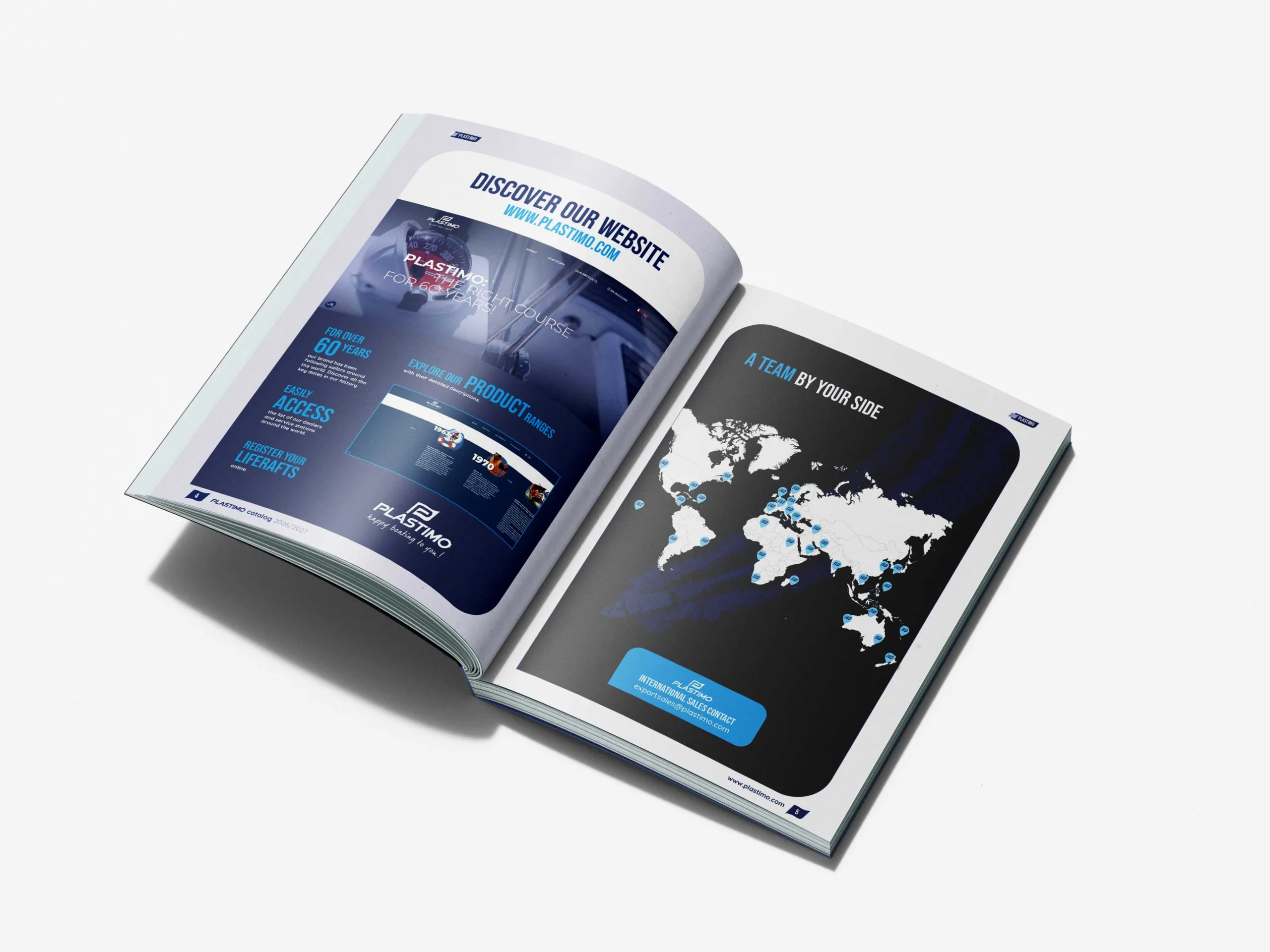 Catalogue Plastimo ouvert sur pages corporate